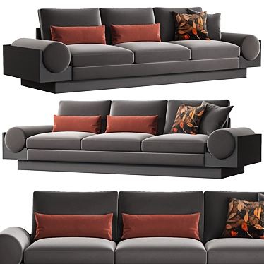 1960s Grand Bolster 3-Seater Sofa 3D model image 1 