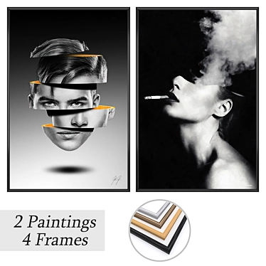 Contemporary Art Paintings Set 3D model image 1 