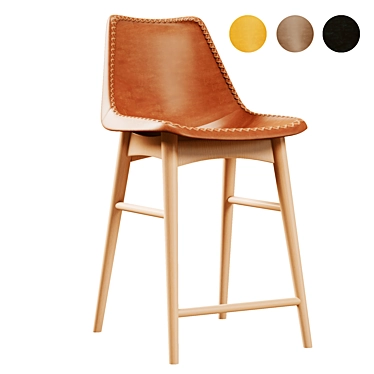 Rustic Chic Leather Counter Stool 3D model image 1 