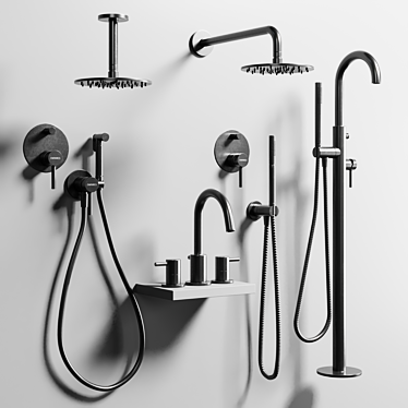 Omnires Y Collection: Black Steel Bath Faucet 3D model image 1 