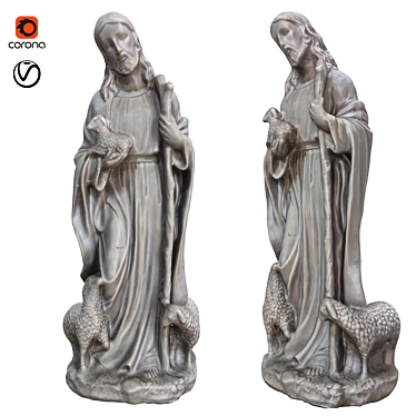 Divine Shepherd: Jesus Statues. 3D model image 1 