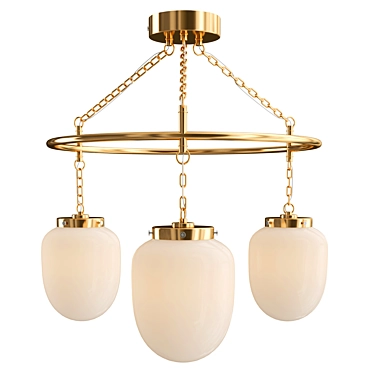 Elegant Milk Glass Pendant Light 3D model image 1 