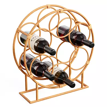 Boho Rattan Metal Wine Rack 3D model image 1 