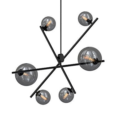 Elegant 6-Light Pendant with Smoked Glass 3D model image 1 