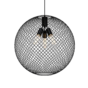 Sleek Matte Black Pendant: Bergen Globe 3D model image 1 