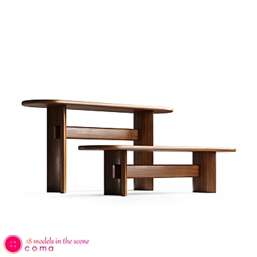 Samurai ST 01 - Stylish Wood Table 3D model image 1 