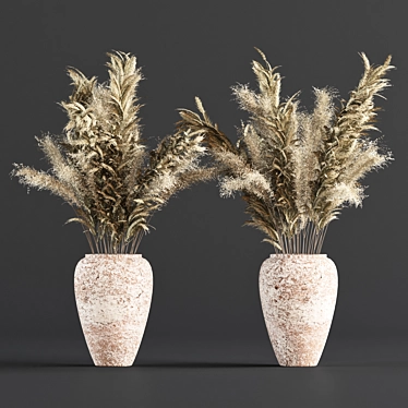 Pampas Paradise: 11 Indoor Plants in Concrete Pots 3D model image 1 