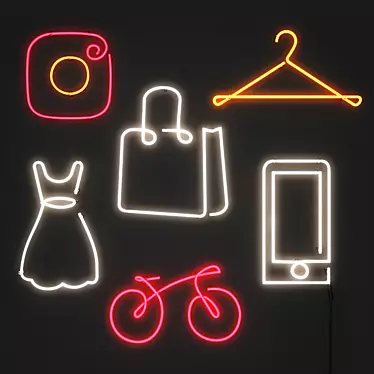 Neon Light Set: Vibrant LED Silhouettes 3D model image 1 