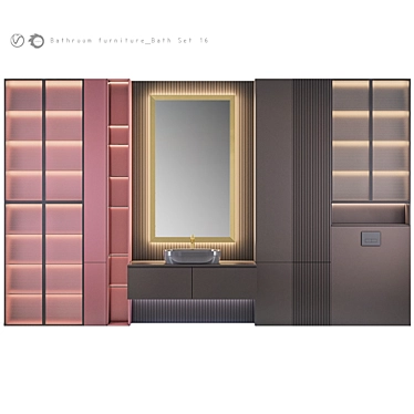 16-Piece Bathroom Furniture Set 3D model image 1 