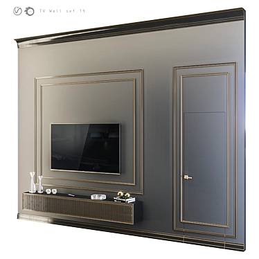 Modern TV Wall Mount Set 3D model image 1 