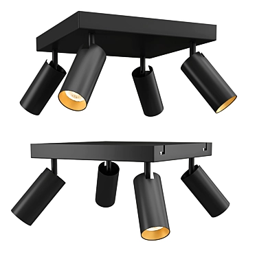 Modern LED Ceiling Lamp - Black & Gold | Ø 24 cm 3D model image 1 