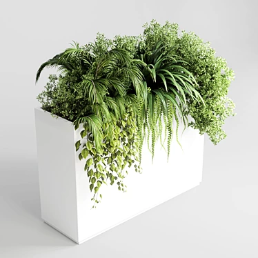 Indoor Plant Collection: 147 Plants in White Concrete Vase 3D model image 1 