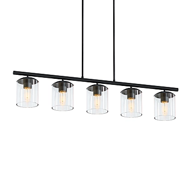 Modern Farmhouse 5-Light Linear Glass Chandelier 3D model image 1 