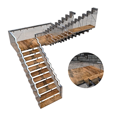 Sleek Staircase No10 3D model image 1 