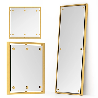 Elegant Aged Gold Mirror 3D model image 1 