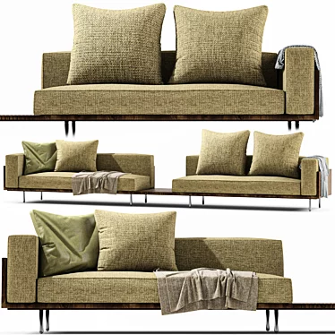 Elegant BRASILIA Fabric Sectional Sofa 3D model image 1 