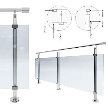 Versatile Glass Railing: Expandable & Stylish 3D model image 1 