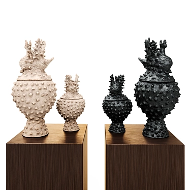 Ceramic Blowfish Vases 3D model image 1 