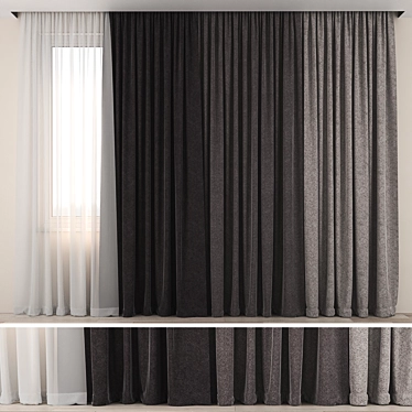 Title: Elegant Tulle Curtains - Minimalist Design 3D model image 1 