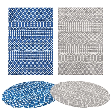 Versatile Rug Set: 8 Rugs with Folded and Unfolded Options 3D model image 1 