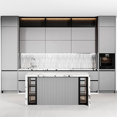 Sleek Modern Kitchen: Customizable Design 3D model image 1 