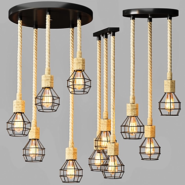 Industrial Rope Hanging Light 3D model image 1 