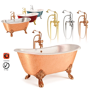 Sleek Metal Clawfoot Bathtub 3D model image 1 