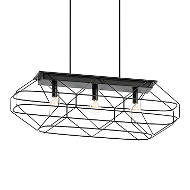 Industrial Black Hanging Lamp 3D model image 1 