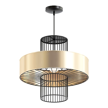 Elegant Amber Glass Hanging Lamp 3D model image 1 