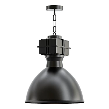 Industrial Matt Black Hanging Lamps 3D model image 1 