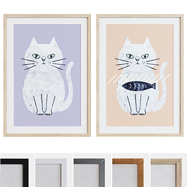 Modern Cat Picture Frame Set 3D model image 1 