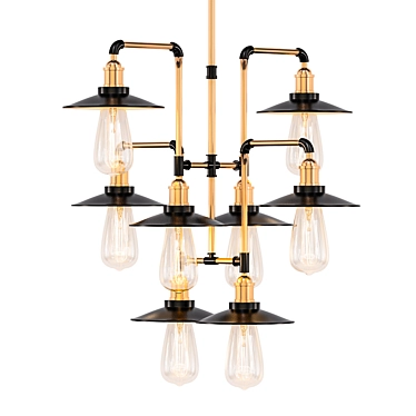 Bronze Industrial Pendant Chandelier 3D model image 1 