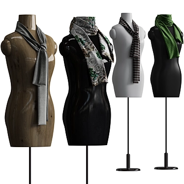 Elegant draped manikin with varying textures 3D model image 1 