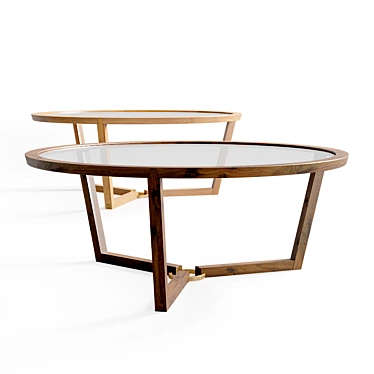 Kbh Coffee Table | Oak & Smoked Glass 3D model image 1 