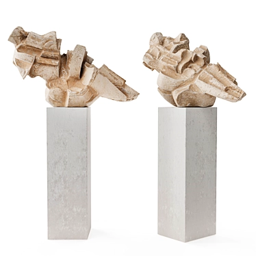 Cubs Abstract Sculpture: Plaster & Stone Masterpiece 3D model image 1 