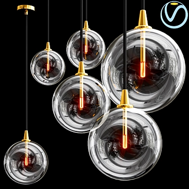 Glass Globe Cluster Pendant 3D model image 1 