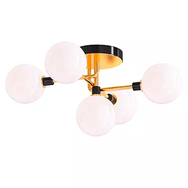 Brass Globe Mini Chandelier: Elegant Flush Mount 3D model image 1 