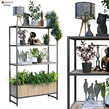 Modern Vertical Plant & Decor Set 3D model image 1 