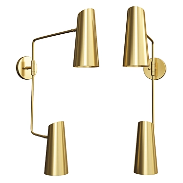 Brushed Brass Swing Arm Sconce 3D model image 1 