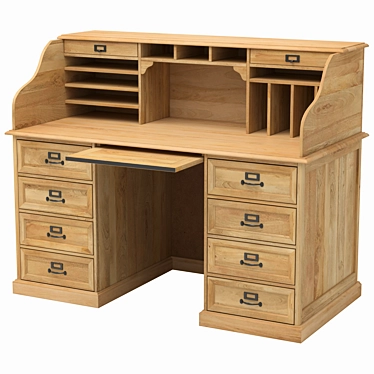 Elegant Mango Wood Desk 3D model image 1 