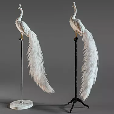 Elegant White Peacock Decoration 3D model image 1 