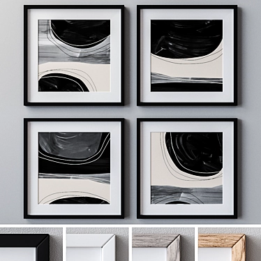 Modern Wall Art Set: Large Paintings with Multiple Frame Options 3D model image 1 