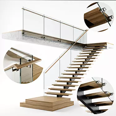 Sleek Modern Staircase Design 3D model image 1 