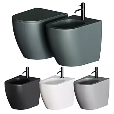 Nic PIN WC - Ceramic Wall-hung Toilet & Bidet 3D model image 1 