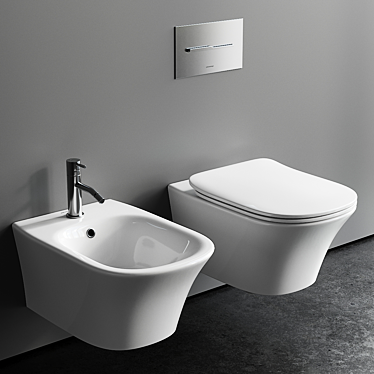 Cabo Wall-Hung WC & Bidet Set 3D model image 1 