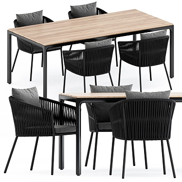 Stylish Porto Dining Chair & Illum Table Set 3D model image 1 