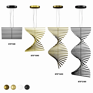 Sleek Wave Pendant Light 3D model image 1 