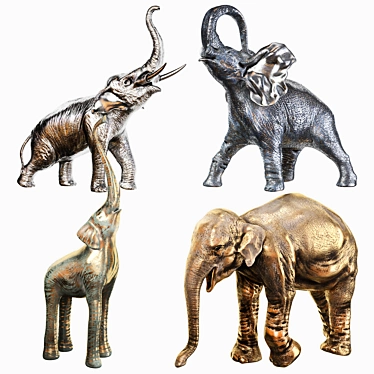 Elephant Sculptures: Exquisite, Detailed, and Lifelike 3D model image 1 