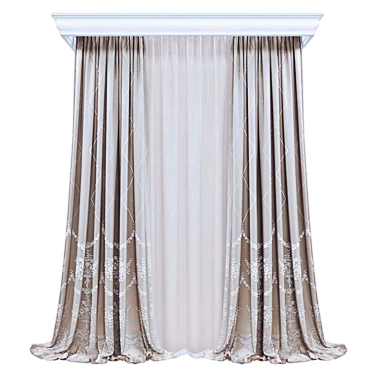 Elegant Sheer Curtain Panels 3D model image 1 