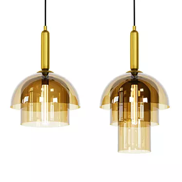 Elegant Cognac Flange Suspended Lamps 3D model image 1 